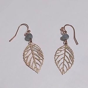 Rose gold colored leaf earrings